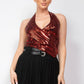 Surplice Halter Sequin Top