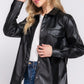 Long Slv Faux Leather Shacket