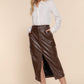 Faux Leather Midi Cargo Skirt