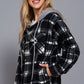 Plaid Print Hoodie Fleece Jacket