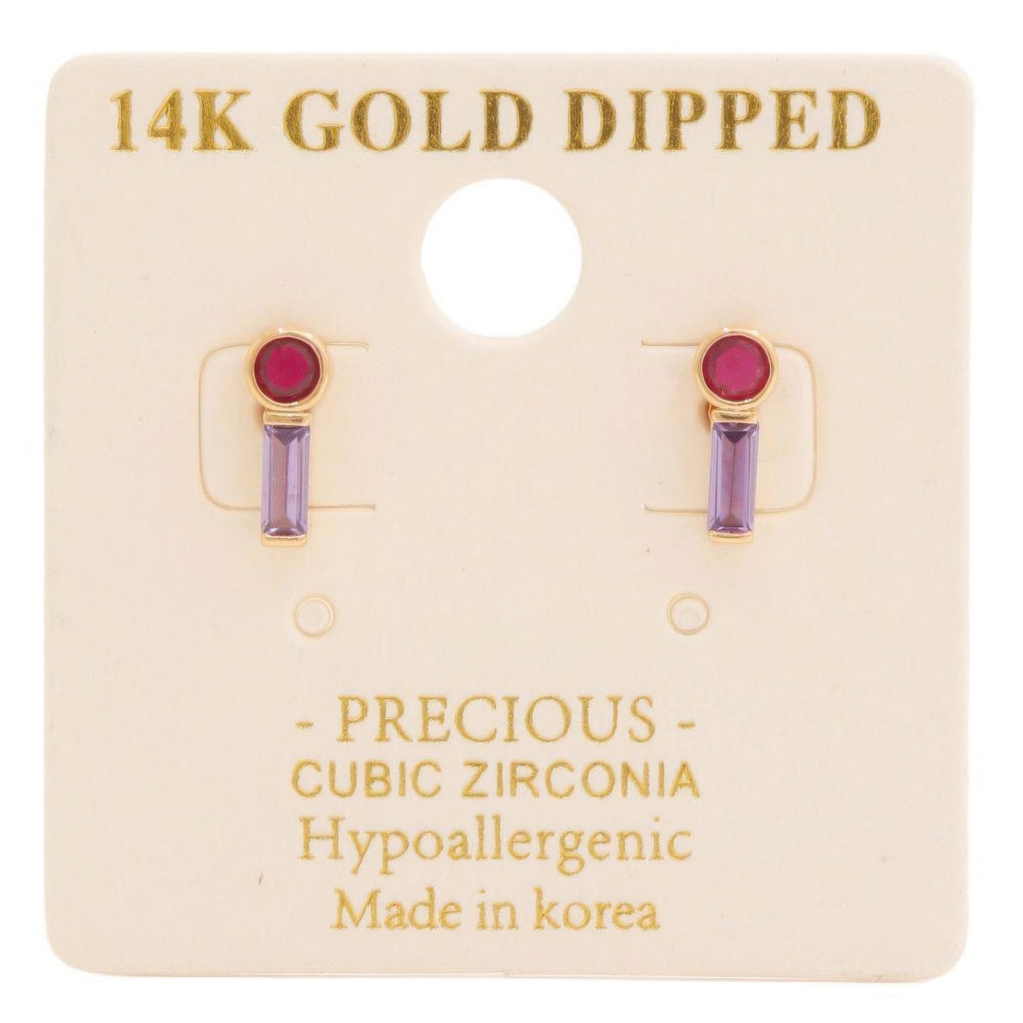 14k Gold Dipped Cz Stone Stud Earring