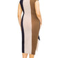 Plus knitted sleeveless colorblock waist tie dress