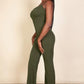 Ribbed sleeveless wide leg jumpsuit