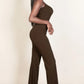 Ribbed sleeveless wide leg jumpsuit