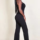 Ribbed sleeveless wide leg jumpsuit