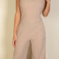 Notched neck cami jumpsuit