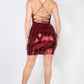 Sequin-studded crisscross back mini dress