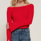 Long flare slv off shoulder sweater