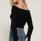 Long flare slv off shoulder sweater