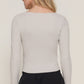 Long slv sweetheart neck seam detail knit top