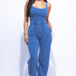 Washed Jumpsuit With Adjustable Ankle