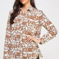 Printed Satin Long Sleeve Tunic Top