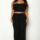 Plus Bustier Crop Cami Top & Slant Pocket Straight Pants