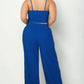 Plus Bustier Crop Cami Top & Slant Pocket Straight Pants