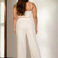 Plus Bustier Crop Cami Top & Slant Pocket Straight Pants