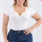 Plus Size Casual Split Neck Solid Short Sleeve Bodysuit