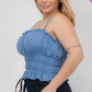 Plus Size Tiered Shirred Body Crop Top