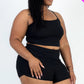 Plus Size Ribbed Cami Crop Top & Ruched Shorts Set