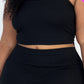 Plus Size Ribbed Cami Crop Top & Ruched Shorts Set