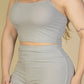 Plus Size Ribbed Cami Crop Top & Ruched Shorts Set