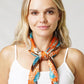 Flower Print Pleated Satin Scarf