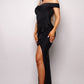 Crossover Front Off Shoulder Side Ruffle Maxi Dress