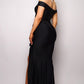 Crossover Front Off Shoulder Side Ruffle Maxi Dress