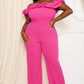 Ruffle Shoulder Shoulder Plus Size Jumpsuit