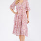 Shallow V-neck 4 Tiers Of Pleating Dress