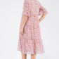 Shallow V-neck 4 Tiers Of Pleating Dress