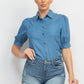Button-down Denim Shirt Top